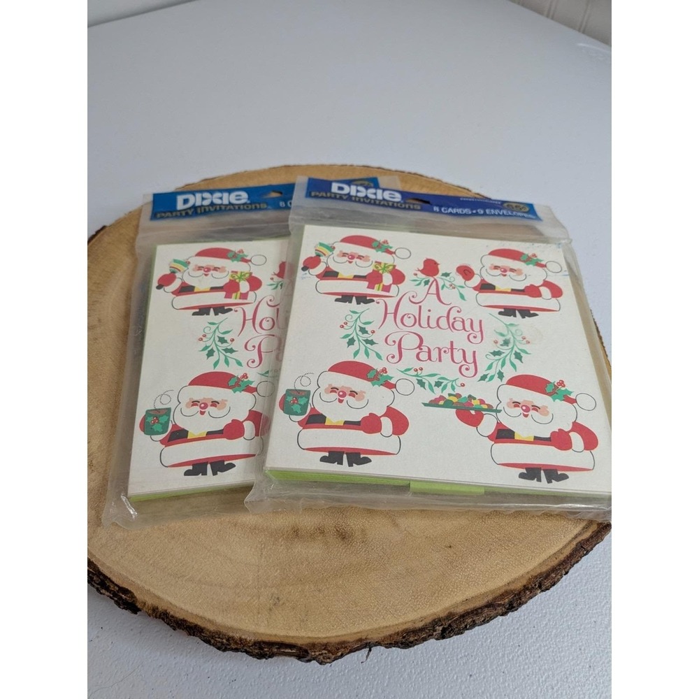 (2) pkgs Vintage Dixie Santa Christmas Holiday Party Invitation - 16 Invite